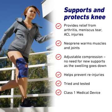 Neo-G Knee Support, Open Patella – Knee Support for Knee Pain Arthritis, Joint Pain Relief, Meniscus tear, runners knee, patella injuries – Knee support for women and men - Adjustable Compression