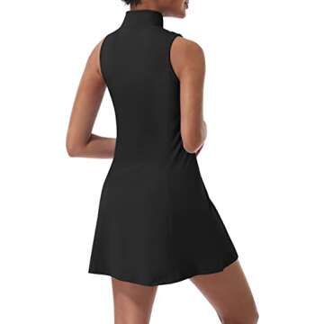 Tennis Dress for Women, Tennis Golf Dresses with Built in Shorts and Pockets for Sleeveless Workout Athletic Dresses Black