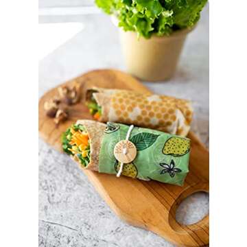 Trifecta Living Co. Versatile Beeswax Wraps,Set of 7-Fresh Food Keeper, Durable & Easily Cleaned, Sustainable Step Towards a Zero-Waste Kitchen, Unique Designs (Honeycomb, Lemon, Tropical Animals)