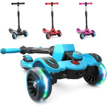 Adjustable Kids Scooter with Flash Wheels