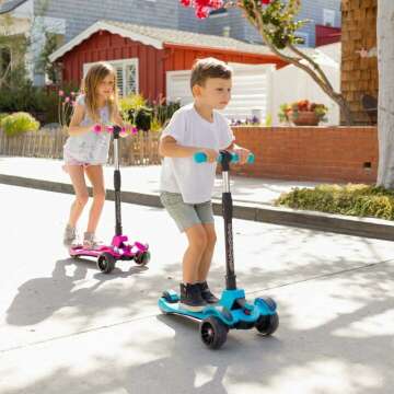 Adjustable Kids Scooter with Flash Wheels