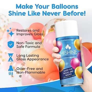 HI-SHINE Balloon Aerosol Spray 12oz: Precise Mist, No Drips, Instant Gloss - Enhance Decor for Birthdays, Weddings, Events - Quick Apply, Lasting Results - Uplift Celebrations