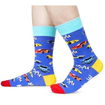 Zmart Funny Racing Car Gifts for Men & Teens - Cool Socks for Car Lovers