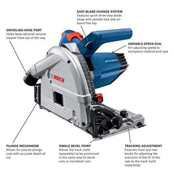 Bosch Tools Track Saw - GKT13-225L 6-1/2 In. Precision Saw with Plunge Action & Carrying Case