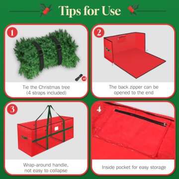 EverMerry Christmas Tree Storage Bag 7.5 Ft, 4 Individual Straps Xmas Heavy Duty Artificial Christmas Tree Bags for Storage Carrying Handles with Carabiners & Dual Zipper & Inner Pocket