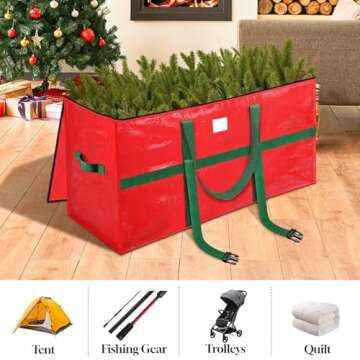 EverMerry Christmas Tree Storage Bag 7.5 Ft, 4 Individual Straps Xmas Heavy Duty Artificial Christmas Tree Bags for Storage Carrying Handles with Carabiners & Dual Zipper & Inner Pocket