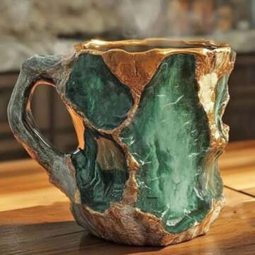 zardvern Sherum Luxegem Mug, Grishay LuxeGem Mug, Mineral Crystal Coffee Mugs, Multi-Colored Crystal Mineral Coffee Mugs, Natural Mineral Crystal 3D Coffee Mug (D)