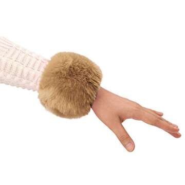 Simplicity Women's Clothing Accessories, Faux Fur Cuffs,Light Brown