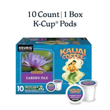 Kauai Coffee Keurig K-Cup Pods - Garden Isle Medium Roast - Premium Arabica (1 Pack of 10 Single-Serve Cups)