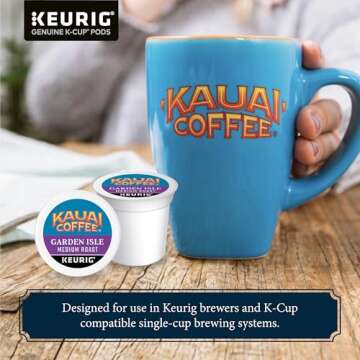 Kauai Coffee Keurig K-Cup Pods - Garden Isle Medium Roast - Premium Arabica (1 Pack of 10 Single-Serve Cups)