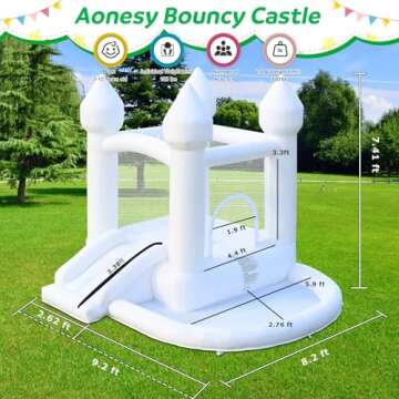 AONESY White Bounce House, Inflatable Bounce House with Ball Pit & Slide for Kids Indoor Bounce House Portable Fun House Outdoor Bounce House with Blower for Birthday Party, Wedding Decor