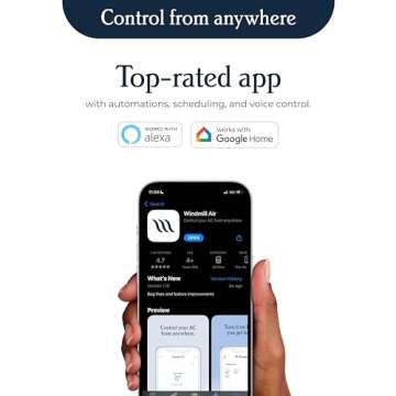 Windmill - The Windmill AC Modern Air Conditioner - Easy Install - Includes User Friendly App - Ultra-Quiet and Voice-Enabled 8000 BTU Window Air Conditioner