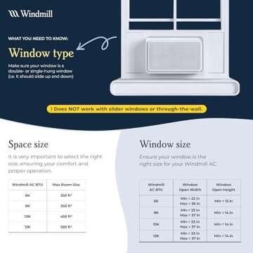 Windmill - The Windmill AC Modern Air Conditioner - Easy Install - Includes User Friendly App - Ultra-Quiet and Voice-Enabled 8000 BTU Window Air Conditioner