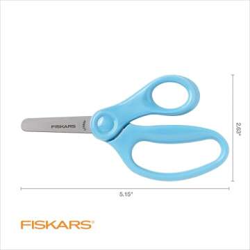 Fiskars 5" Blunt-Tip Scissors for Kids Ages 4-7 (3-Pack) - Scissors for School or Crafting - Back to School Supplies - Red, Blue, Turquoise