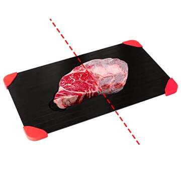 LOMUTY Quick Thaw Defrosting Tray Natural Thawing Frozen Meat, Miracle Thaw Defrosting Tray Original, Fast Meat Defrosting Plate Board for Fish with Four Silicone Corners Inside.