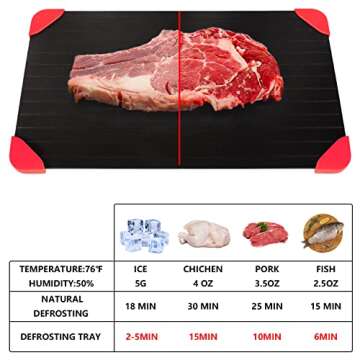 LOMUTY Quick Thaw Defrosting Tray Natural Thawing Frozen Meat, Miracle Thaw Defrosting Tray Original, Fast Meat Defrosting Plate Board for Fish with Four Silicone Corners Inside.