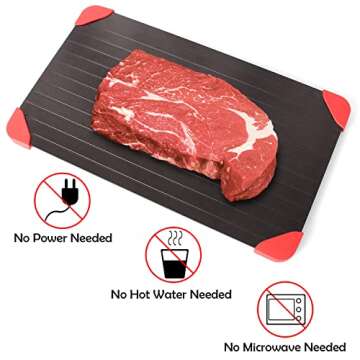 LOMUTY Quick Thaw Defrosting Tray Natural Thawing Frozen Meat, Miracle Thaw Defrosting Tray Original, Fast Meat Defrosting Plate Board for Fish with Four Silicone Corners Inside.