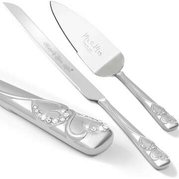 Wedding Cake Knife and Server Set - Heart Shaped