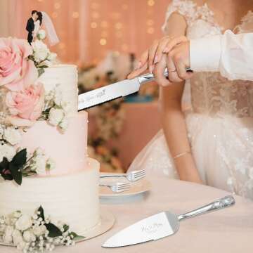 Wedding Cake Knife and Server Set - Heart Shaped