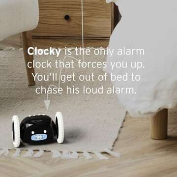 CLOCKY Extra Super Loud Alarm Clock for Heavy Sleepers Kids Bedroom, Move Jump Roll Run Away Easy to Set