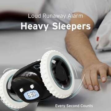 CLOCKY Extra Super Loud Alarm Clock for Heavy Sleepers Kids Bedroom, Move Jump Roll Run Away Easy to Set