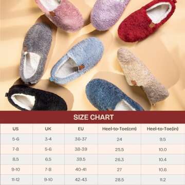 EverFoams Women’s Soft Curly Full Slippers Memory Foam Lightweight House Shoes Cozy Loafer with Polar Fleece Lining Black,5-6 US