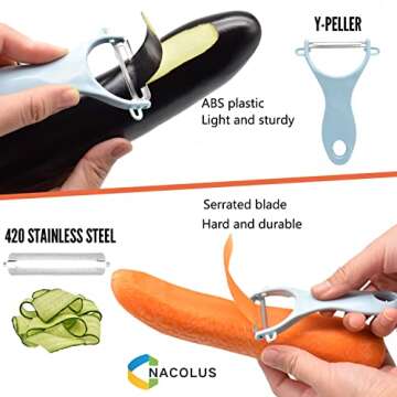 NACOLUS 5 in 1 Mandoline Slicer for Kitchen, Vegetable Slicer Multi Blade Potato Chip, Veggie Slicer, Vegetable Cutter, Julienne Shredder and peeler For Small Job In Kitchen Blue