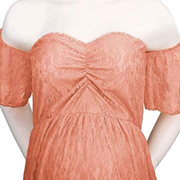 Sicily Women's Lace Off-Shoulder Long Maternity Dress Plus Photography (M, Pink Carnation)