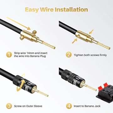 GearIT Flex Pin Banana Plugs for Speaker Wire (6 Pairs, 12 Pieces), Speaker Connector Pin Plug Type, 24K Gold Plated for Spring-Loaded Speaker Banana Jack Terminals (Support 12 AWG to 20 AWG Wires)