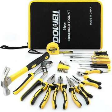 DOWELL 24-Piece Homeowner Tool Set & Portable Bag for Repairs