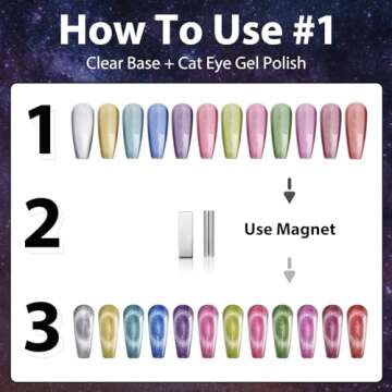 Clara Colors 12 Colors Cat Eye Gel Nail Polish Set Not Black Magnetic Nail Polish Set Holographic Glitter 9D Galaxy Series Cat Eye Gel Polish Set with 2 Magnet Stick for Home DIY Soak Off UV LED