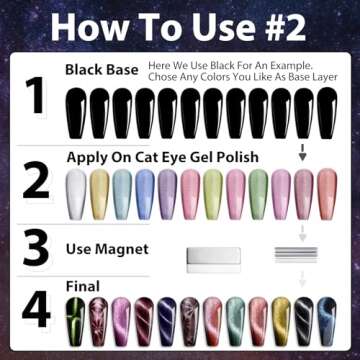 Clara Colors 12 Colors Cat Eye Gel Nail Polish Set Not Black Magnetic Nail Polish Set Holographic Glitter 9D Galaxy Series Cat Eye Gel Polish Set with 2 Magnet Stick for Home DIY Soak Off UV LED