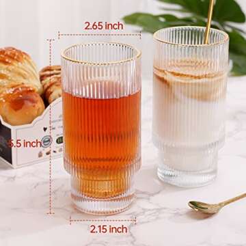 INNIOXV Ice Coffee Cups, Wine Ice Beer Cup Cocktail Glasses Drinkware, Origami Style Transparent Tea Set Heat Resistant Glassware,Glass Cup Coffee Mug