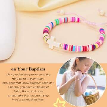 Baptism Gifts for Girls - TOLOWOBK Cross Bracelet