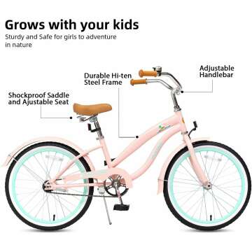 ACEGER Girls Beach Cruiser Bike for Kids Ages 5-13