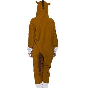 TYLER PERRY Unisex Adult Animal One Piece Pajamas Brown Horse Onesie for Halloween Cosplay Costume