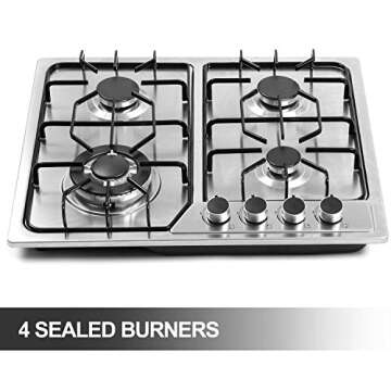 4 Burner Built-in Gas Cooktop with NG/LPG Kit