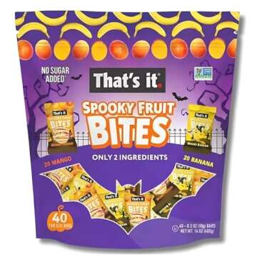 Spooky Fruit Bites - Kids Healthy Snacks, Organic Fruit Snack, Gluten-Free, No Added Sugar, Halloween Trick or Treats, 40 Fun Size Bars (20 Mango, 20 Banana) - Comes in ComboCreations Box