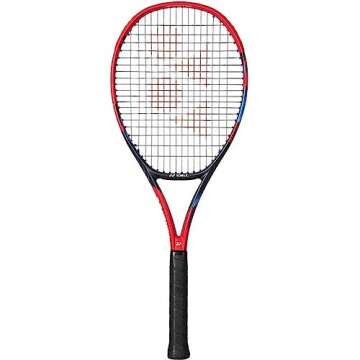 Yonex VCORE 100 Scarlet Tennis Racquet (4 1/4" Grip) Strung with Black PolyTour Strike 125 for Aggressive Power w Presice Spin