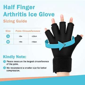 Tolaccea Finger Arthritis Compression Ice Glove for Pain Relief, Adjustable Wrist Strap Hand Wrist Ice Pack for Hot & Cold Therapy, Reusable Gel Cold Pack for Tendinitis, Carpal Tunnel