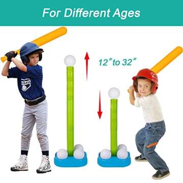 Liberry Adjustable T-Ball Set for Kids and Toddlers, Includes Kids Baseball Bat, Adjustable Height Tee Ball Stand, 4 Balls and Weighted Base, Sports Game Toy Gift for Boys Girls