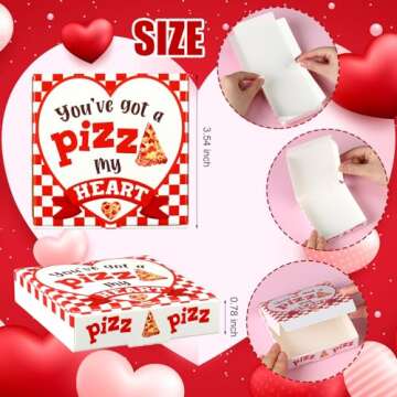 Fullhawl 50 Pcs Valentines Heart Mini Pizza Box Square Cardboard Pizza Box Small Cookie Boxes for Valentine Celebrations Party Favors Birthdays Weddings,(3.54 x 3.54 x 0.78 Inches)