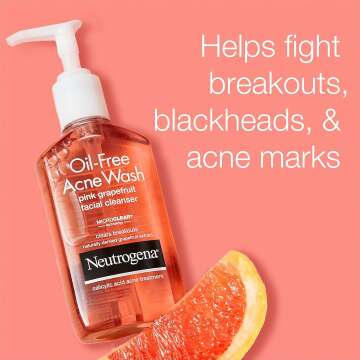 Neutrogena Oil-Free Pink Grapefruit Pore Cleansing Acne Wash and Daily Liquid Facial Cleanser with 2% Salicylic Acid Acne Medicine and Vitamin C, Twin Pack, 2 x 9.1 fl. oz