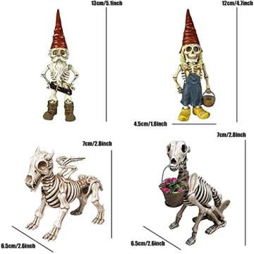 EJWCIG Zombie Gnome Skeleton Figurines Statue,Garden Gnomes Outdoor Funny Female Male Couple Halloween Horror Gnomes Ornaments (Man an Women)