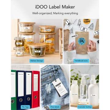 iDOO Label Maker Machine with 2 Tapes Barcode Thermal Label Maker,Portable Bluetooth Sticker Printer,Label Maker for Small Business Home Office Organization