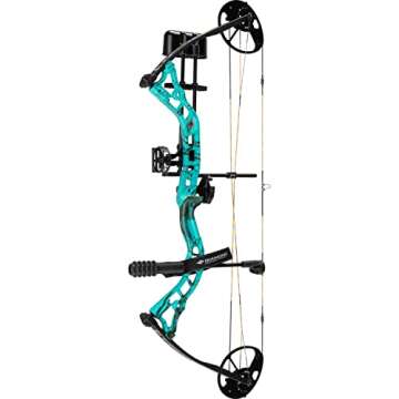 Diamond Archery Infinite 305 Adjustable Fully Accessorized Hunting Compound Bow - 7-70 LBS Draw Weight, 19"-31" Draw Length, 305 FPS, Right Hand, Teal Country Root