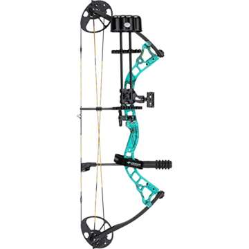 Diamond Archery Infinite 305 Adjustable Fully Accessorized Hunting Compound Bow - 7-70 LBS Draw Weight, 19"-31" Draw Length, 305 FPS, Right Hand, Teal Country Root