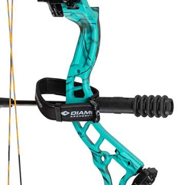 Diamond Archery Infinite 305 Adjustable Fully Accessorized Hunting Compound Bow - 7-70 LBS Draw Weight, 19"-31" Draw Length, 305 FPS, Right Hand, Teal Country Root