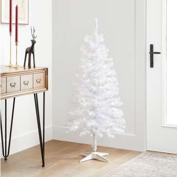 National Tree Company Pre-Lit Artificial Christmas Tree, White Tinsel, White Lights, Includes Stand, 4 feet