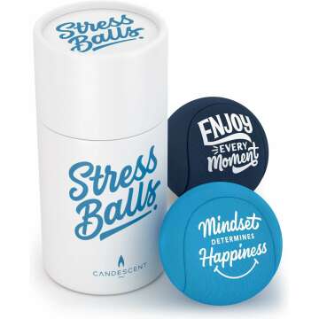 Stress Balls - Hand Therapy Relief for Anxiety, Fidget, Tension, Exercise Strengthener - Motivational Toys for Adults & Kids - Set of 2